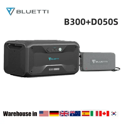 BLUETTI B300+D050S Expansion Battery 3072Wh LiFePO4 Battery For Power Station With DC Charging Enhancer